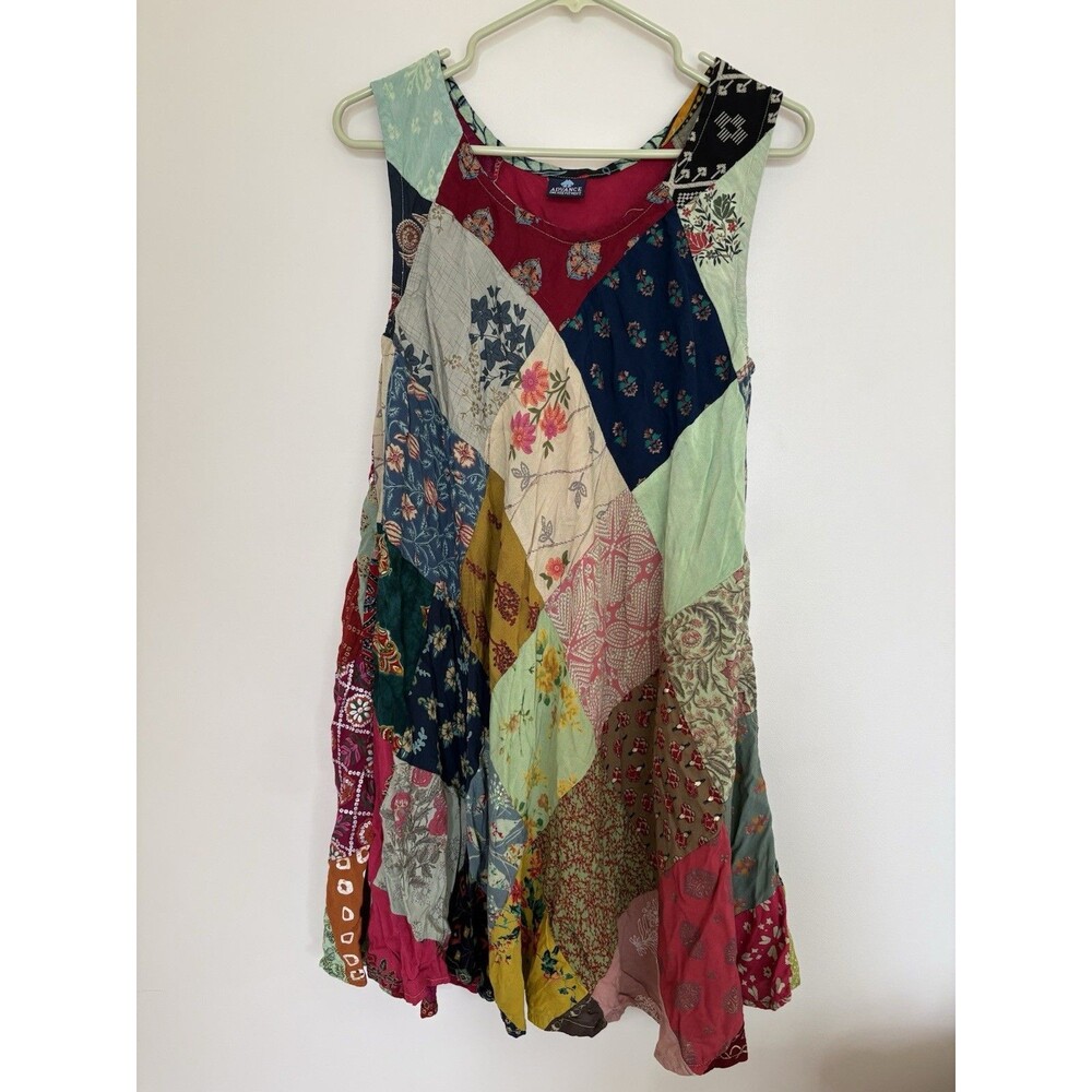 boho patch gypsy hippie rayon Dress Crochet Detail O/S Festival Resort